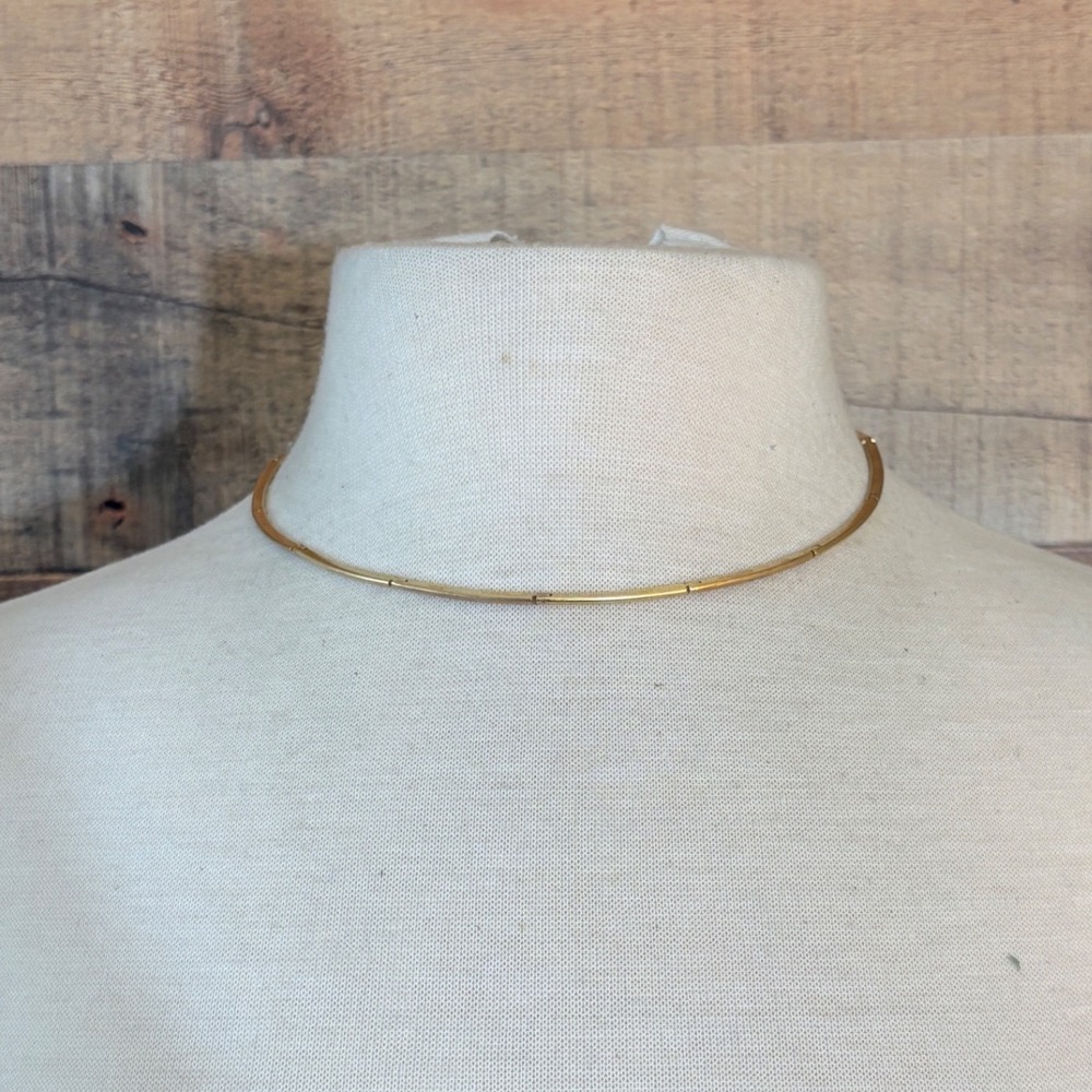 Napier Gold Tone Segmented Bar Collar Necklace Adjustable Choker